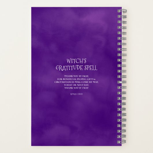 Gepersonaliseerde Paarse heks dankbaarheidspreuk Notitieboek (Achterkant)