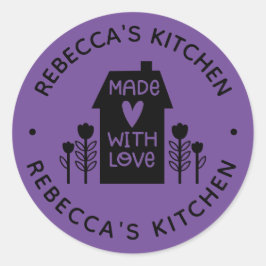 Gepersonaliseerde Paarse homemade met liefde Ronde Sticker