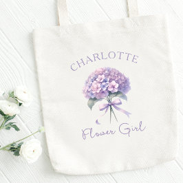 Gepersonaliseerde Paarse Hortensia Bow Bloemenmeis Tote Bag
