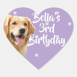 Gepersonaliseerde paarse huisdier verjaardagsgunst hart sticker