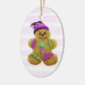 Gepersonaliseerde Paarse kerstman Keramisch Ornament (Links)