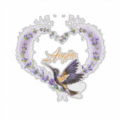 Gepersonaliseerde Paarse kolibrie hart Sticker (Voorkant)