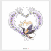 Gepersonaliseerde Paarse kolibrie hart Sticker (Vel)