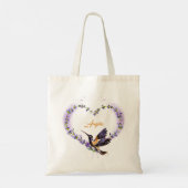 Gepersonaliseerde Paarse kolibrie hart Tote Bag (Achterkant)
