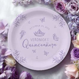 Gepersonaliseerde Paarse Lavendel Quinceanera Papieren Bordje