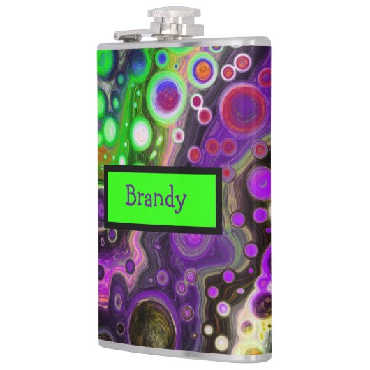 Gepersonaliseerde Paarse, lichte groene, zwarte vl Heupfles (Links)