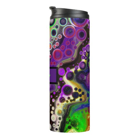 Gepersonaliseerde Paarse, lichte groene, zwarte vl Thermosbeker (Geroteerd rechts)