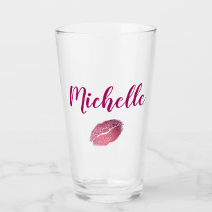 Gepersonaliseerde Paarse lip print Glas