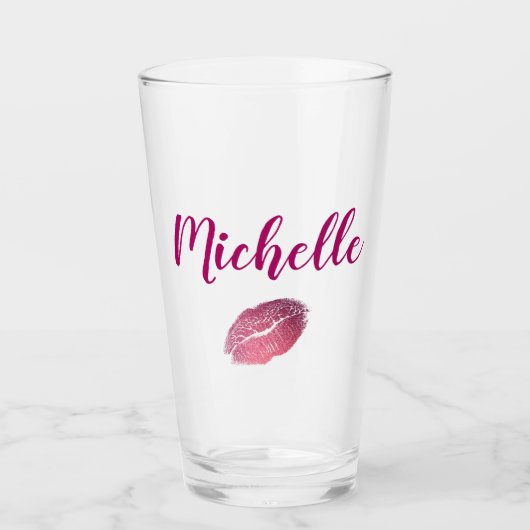 Gepersonaliseerde Paarse lip print Glas (Voorkant)