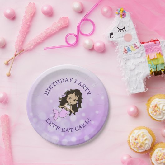 Gepersonaliseerde Paarse mermaïde Borden van de Bi Papieren Bordje (Feest)
