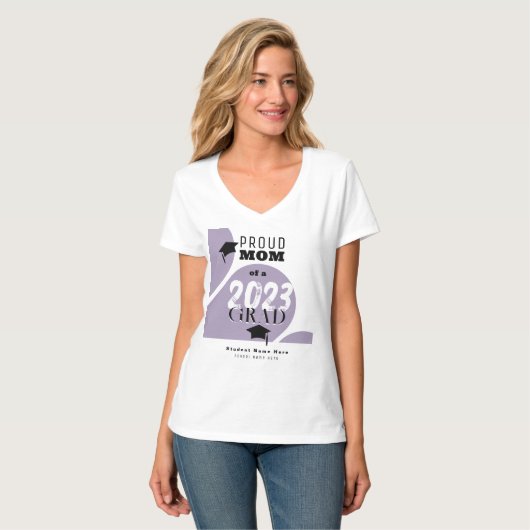 Gepersonaliseerde Paarse Moderne Boog Trotse Moede T-shirt (Voorkant volledig)