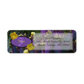 Gepersonaliseerde Paarse monogram Cactus Yellow Fl Etiket (Voorkant)