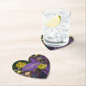 Gepersonaliseerde Paarse monogram Cactus Yellow Fl Kartonnen Onderzetters (Insitu)