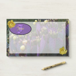 Gepersonaliseerde Paarse monogram Cactus Yellow Fl Post-it® Notes