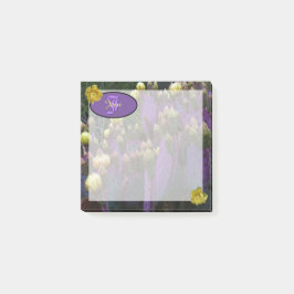 Gepersonaliseerde Paarse monogram Cactus Yellow Fl Post-it® Notes