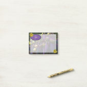 Gepersonaliseerde Paarse monogram Cactus Yellow Fl Post-it® Notes (Op bureau)