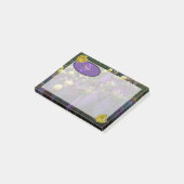 Gepersonaliseerde Paarse monogram Cactus Yellow Fl Post-it® Notes (Schuin)