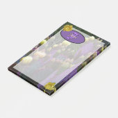 Gepersonaliseerde Paarse monogram Cactus Yellow Fl Post-it® Notes (Schuin)