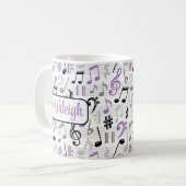 Gepersonaliseerde Paarse muziek Pattern Mok (Voorkant links)