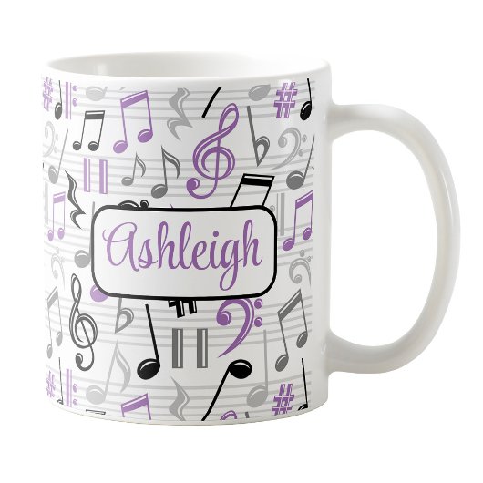 Gepersonaliseerde Paarse muziek Pattern Mok