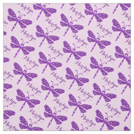 Gepersonaliseerde paarse naam Dragonfly inkt patro Stof