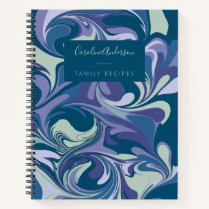 Gepersonaliseerde Paarse Navy Marbled Family Recep Notitieboek