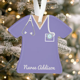 Gepersonaliseerde Paarse Nurse Scrubs Ornament