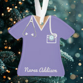 Gepersonaliseerde Paarse Nurse Scrubs Ornament