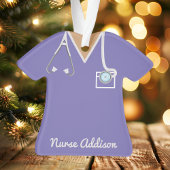 Gepersonaliseerde Paarse Nurse Scrubs Ornament
