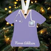 Gepersonaliseerde Paarse Nurse Scrubs Ornament