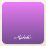 Gepersonaliseerde paarse ombre kartonnen onderzetters<br><div class="desc">Gepersonaliseerde paarse ombre</div>