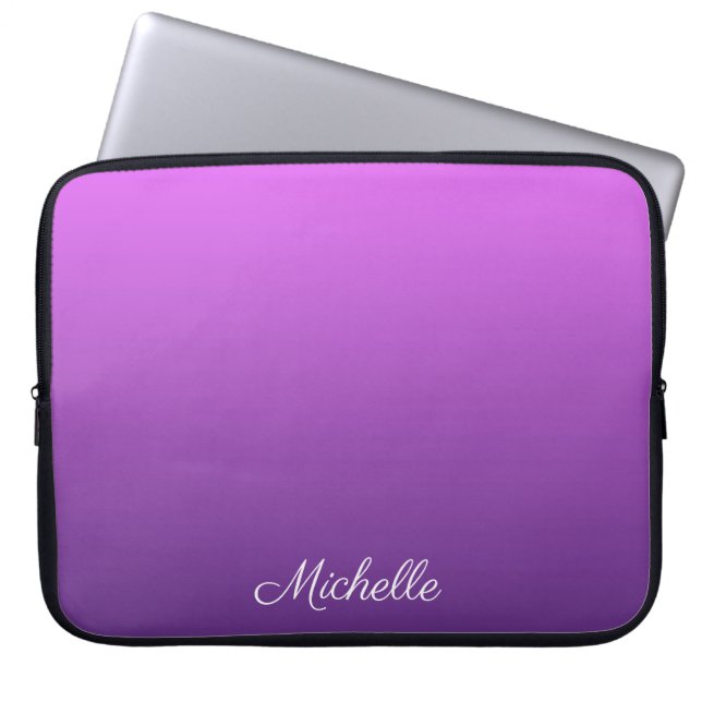 Gepersonaliseerde paarse ombre laptop sleeve (Voorkant)