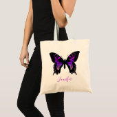 Gepersonaliseerde Paarse Ombre Wing Butterfly Tote Bag (Voorkant (product))