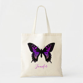 Gepersonaliseerde Paarse Ombre Wing Butterfly Tote Bag