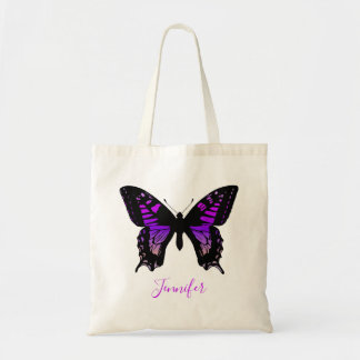 Gepersonaliseerde Paarse Ombre Wing Butterfly Tote Bag