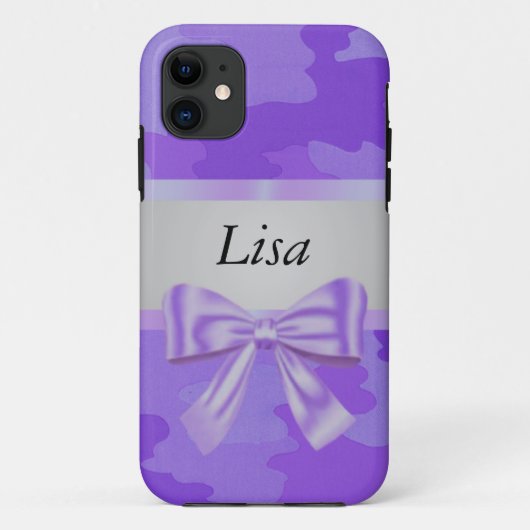 Gepersonaliseerde Paarse Paarse Camouflage Bow Case-Mate iPhone Case (Achterkant)