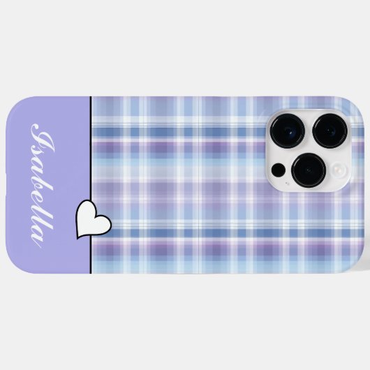 Gepersonaliseerde Paarse Plaid iPhone 14 Pro Max H Case-Mate iPhone Case (Achterkant (horizontaal))