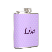 Gepersonaliseerde Paarse Polka Dot Kolf Heupfles (Rechts)