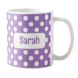 Gepersonaliseerde Paarse Polka Dot Mok