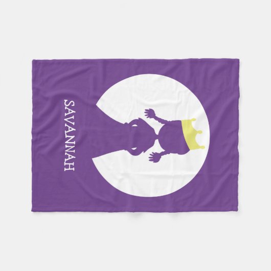 Gepersonaliseerde Paarse prinses Silhouette Girls Fleece Deken (Voorkant (Horizontaal))