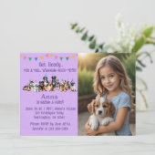 Gepersonaliseerde Paarse Puppy Dog Verjaardagsuitn Kaart (Staand voorkant)