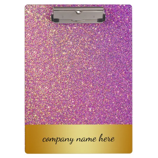 Gepersonaliseerde Paarse Roze Glitter Sparkles Fau Klembord (Voorkant)