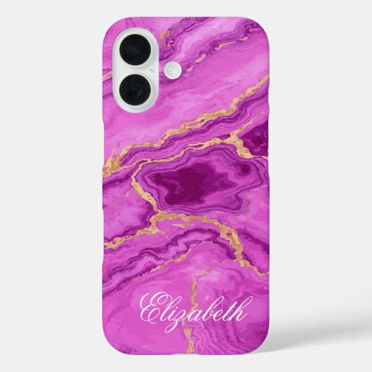 Gepersonaliseerde Paarse & Roze Marmer Case-Mate iPhone Case (Achterkant)