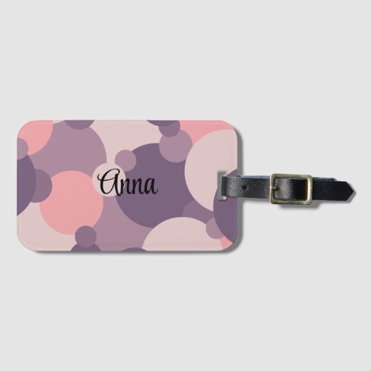 Gepersonaliseerde paarse-roze moleculen bagagelabe bagagelabel (Voorkant (horizontaal))