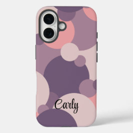Gepersonaliseerde paarse-roze moleculen iPhone cas iPhone 16 Hoesje