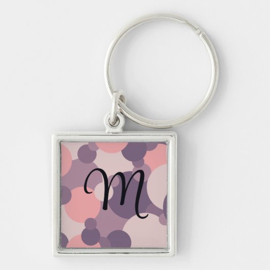 Gepersonaliseerde paarse-roze moleculen sleutelhan sleutelhanger (Voorkant)