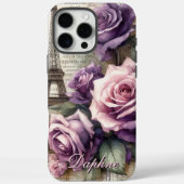 Gepersonaliseerde  Paarse Rozen in Parijs Case-Mate iPhone Case (Achterkant)