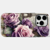 Gepersonaliseerde  Paarse Rozen in Parijs Case-Mate iPhone Case (Achterkant (horizontaal))