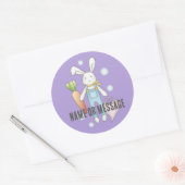 Gepersonaliseerde Paarse Schattigee knuffeldier Bu Ronde Sticker (Envelop)