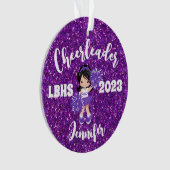 Gepersonaliseerde Paarse Sparkle Cheerleading Orna Ornament (voorkant)